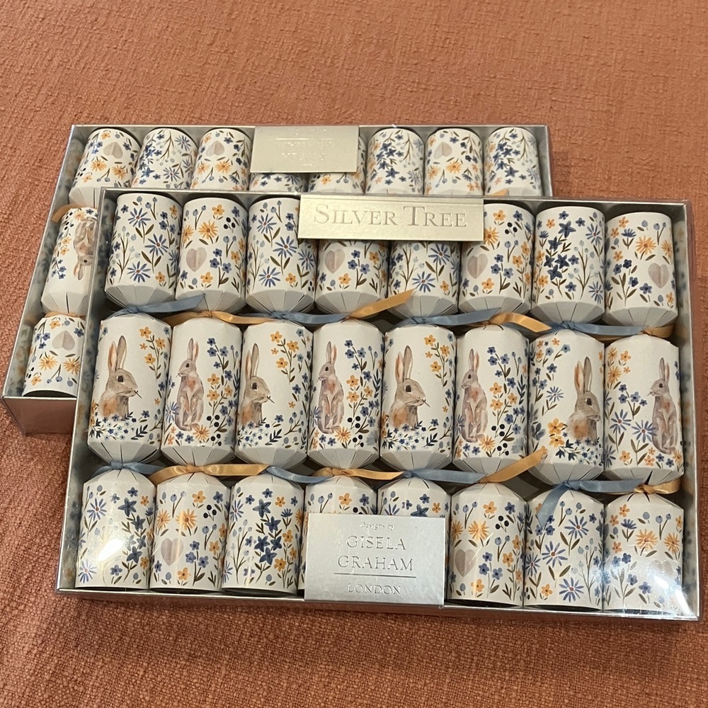 Easter Party Crackers - spring Floral Bunny theme - set of two boxes